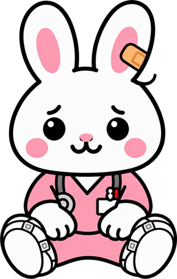 Nurse Rabbit sitting down, waiting